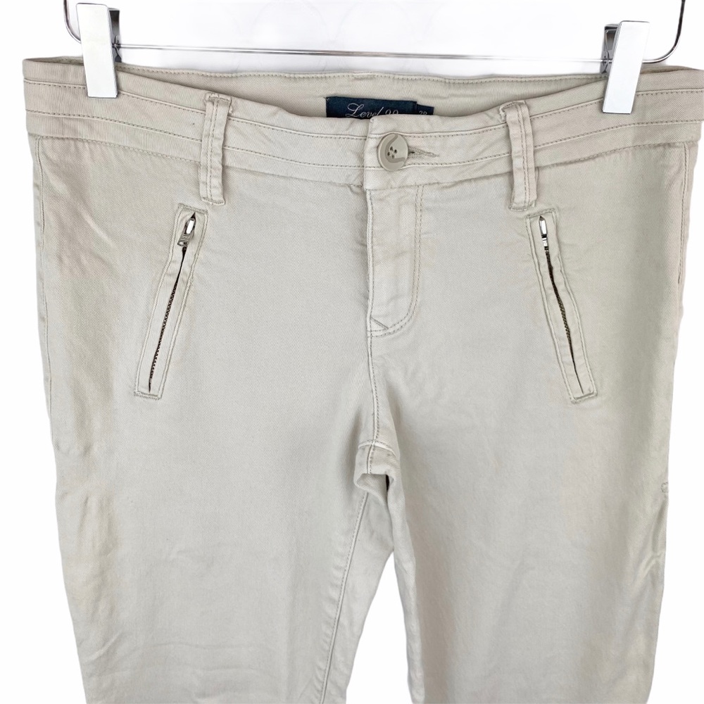 Anthropologie LEVEL 99 Tan Ankle Zipper Slim Twill Pants Jeans 28 - Picture 5 of 9